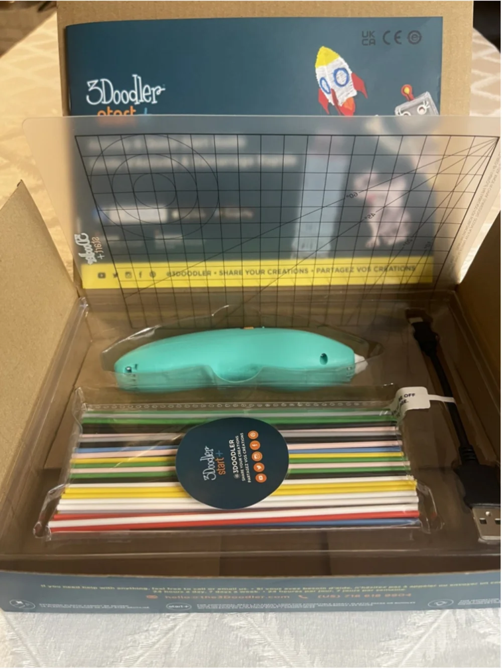 3Doodler Start + Essentials 3D Printing Pen Set Light Blue Gently Used